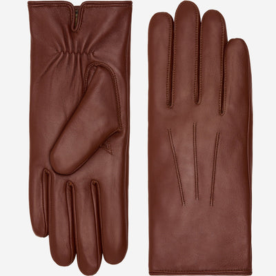 Julietta (brown) - Lambskin leather gloves with plush rabbit fur lining and touchscreen feature, by Leather Gloves Online