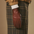 Julietta (brown) - Lambskin leather gloves with plush rabbit fur lining and touchscreen feature 9
