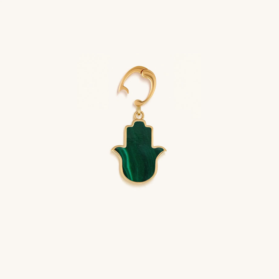 Abundant Blessings Malachite Hamsa Engravable Charm