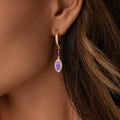 Radiant Clarity Amethyst Evil Eye Gold Earrings 2