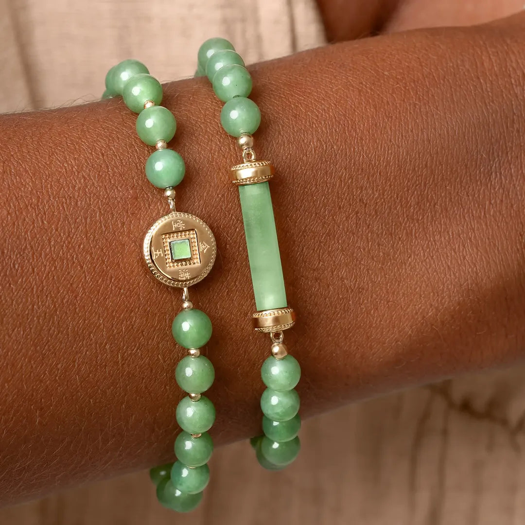 Golden Fortune Jade Lucky Coin Bracelet