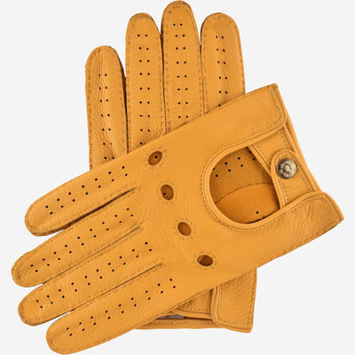 Leonardo (yellow) - Italian driving gloves made of American deerskin leather, by Leather Gloves Online