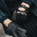 Leonardo (black) - Italian driving gloves made of American deerskin leather 6