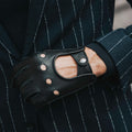Leonardo (black) - Italian driving gloves made of American deerskin leather 8
