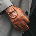 Leonardo (brown) - Italian driving gloves made of American deerskin leather 4