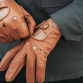 Leonardo (brown) - Italian driving gloves made of American deerskin leather 6