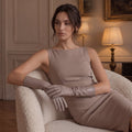 Leonora (grey) - Italian cashmere lined 6-button length leather gloves 7