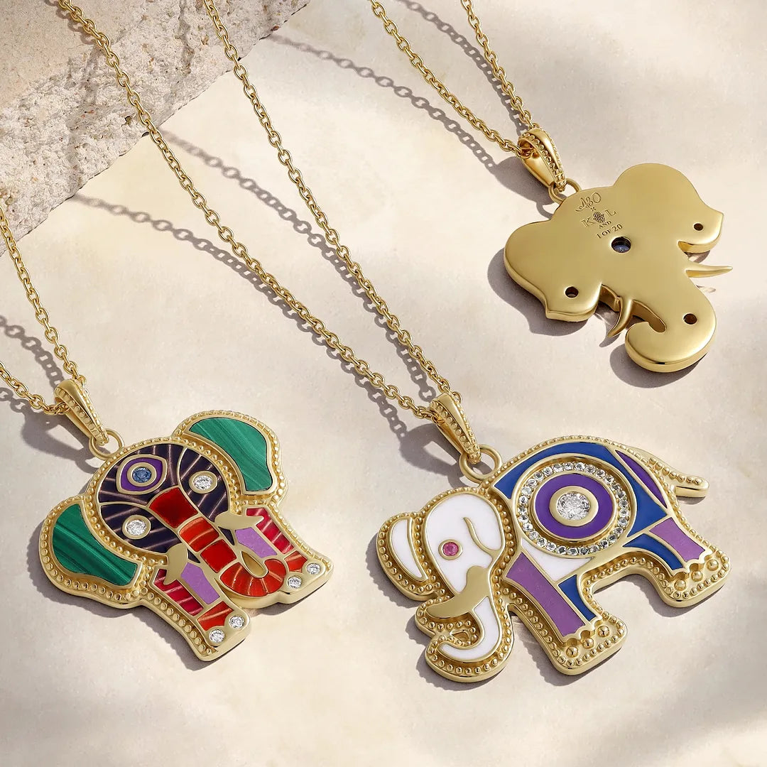 Majestic Wisdom Elephant Multi-Gemstone Necklace