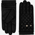 Luca (black) - Italian lambskin leather gloves with cashmere lining and checkered pattern 3