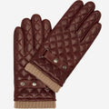 Luca (brown) - Italian lambskin leather gloves with cashmere lining and checkered pattern 1