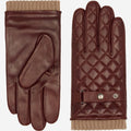 Luca (brown) - Italian lambskin leather gloves with cashmere lining and checkered pattern 3