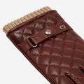 Luca (brown) - Italian lambskin leather gloves with cashmere lining and checkered pattern 4