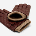 Luca (brown) - Italian lambskin leather gloves with cashmere lining and checkered pattern 5