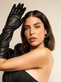 Lucia (black) - Italian unlined 8-button length leather opera gloves 3