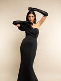 Lucia (black) - Italian unlined 12-button length leather opera gloves 5