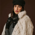 Luciana (black) - Extended women’s Italian lambskin leather gloves with rabbit fur lining 9