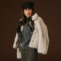 Luciana (black) - Extended women’s Italian lambskin leather gloves with rabbit fur lining 10