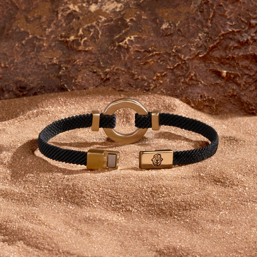 Constant Protection Black Onyx Karma Circle Men’s Black String Bracelet