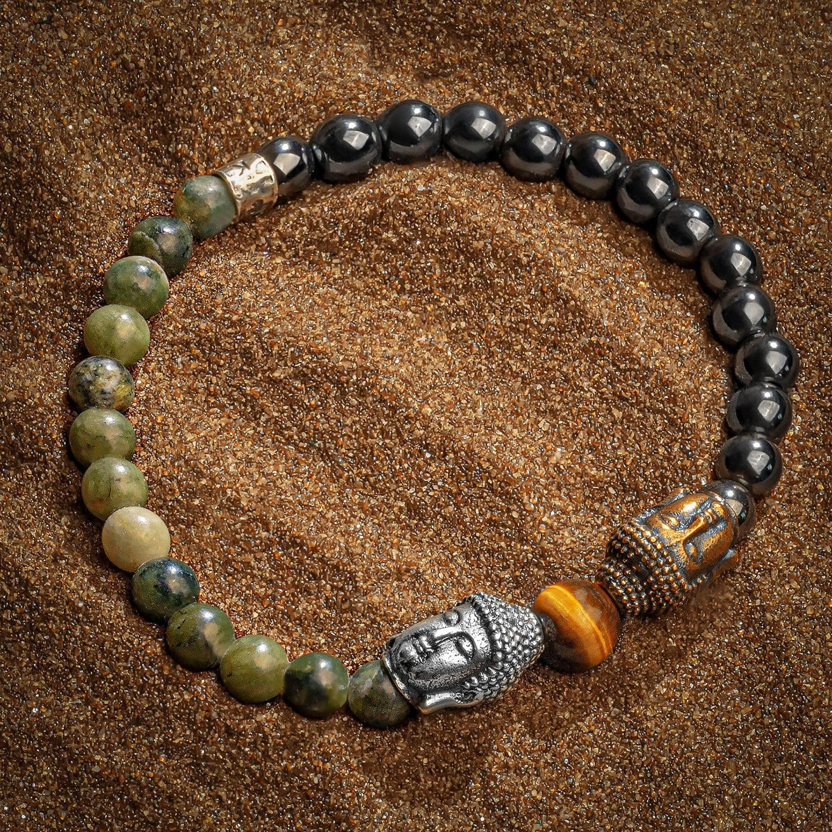 Serene Existence Jade Hematite Buddha Bracelet