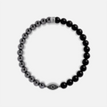 Stay Grounded Hematite Matte Onyx Evil Eye Charm Bracelet 1