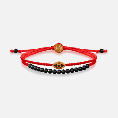 Brave Gaze Red String Matte Onyx Evil Eye Bracelet