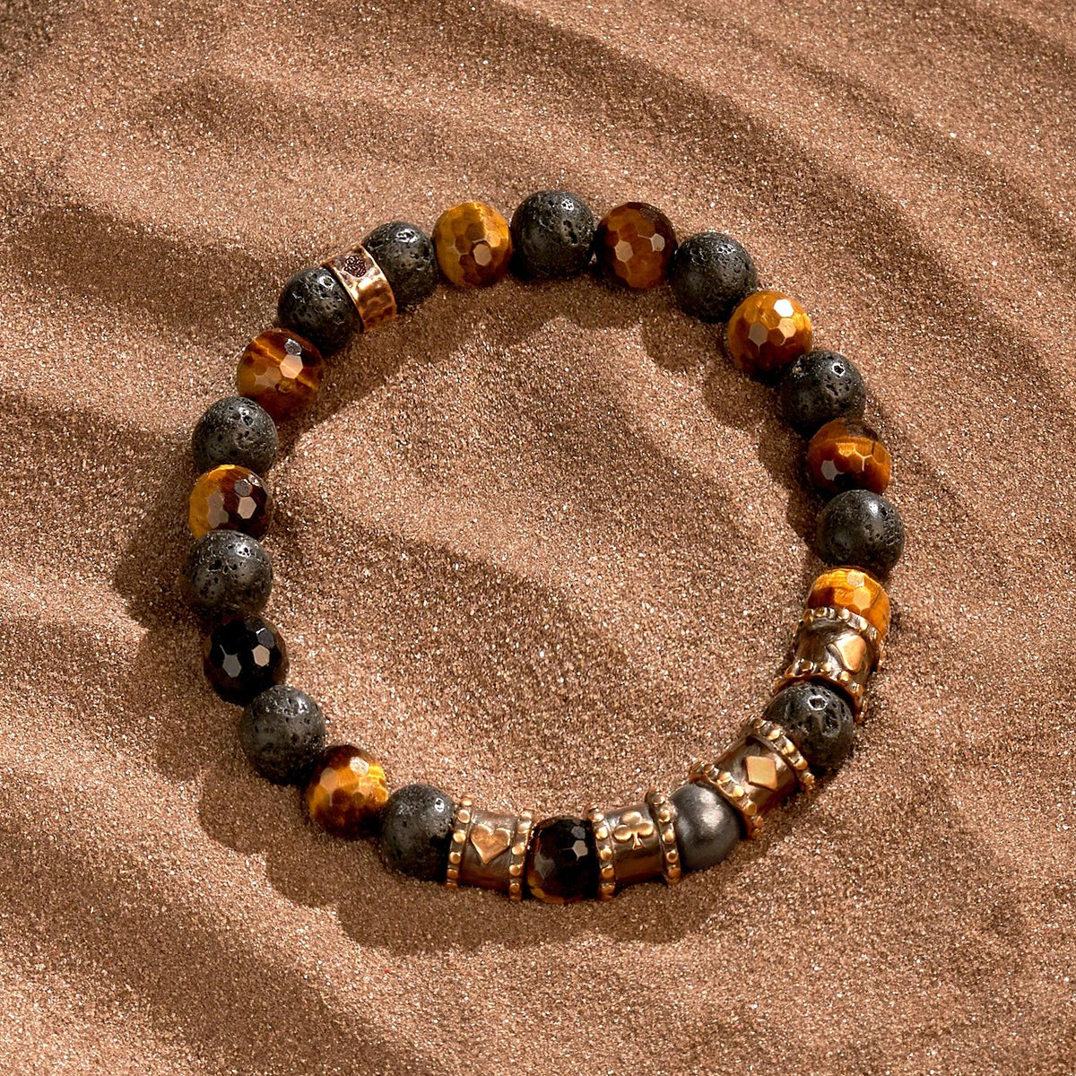 Streak of Luck Tiger's Eye Lava Bracelet