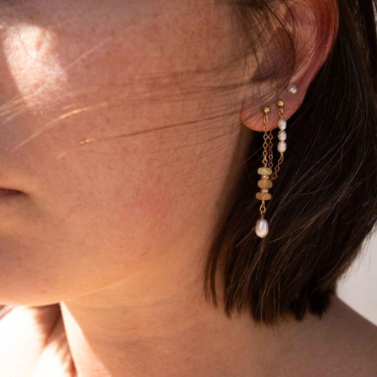 Maris Pearl Chain Loop Earrings