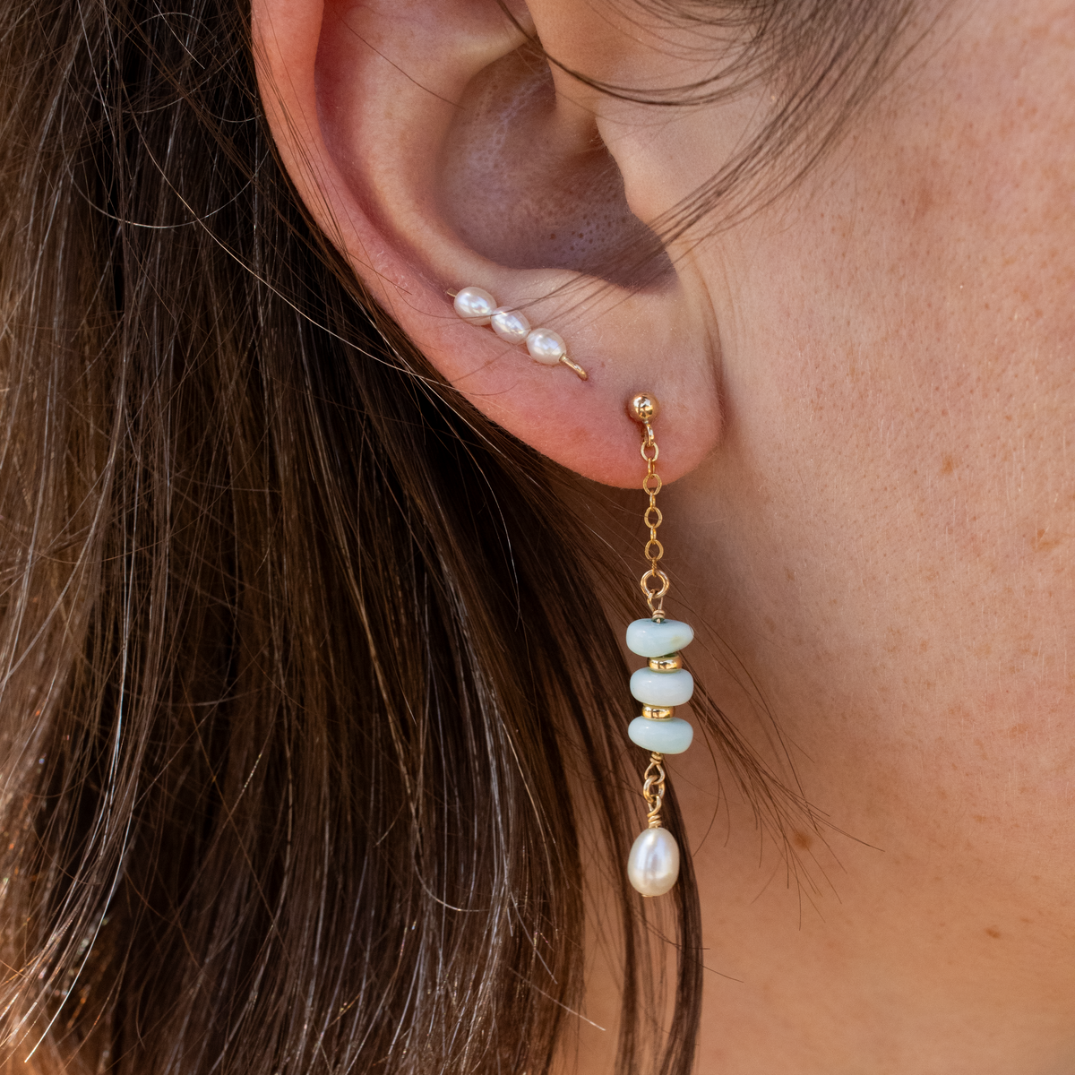 Solene Pearl Climber Earrings