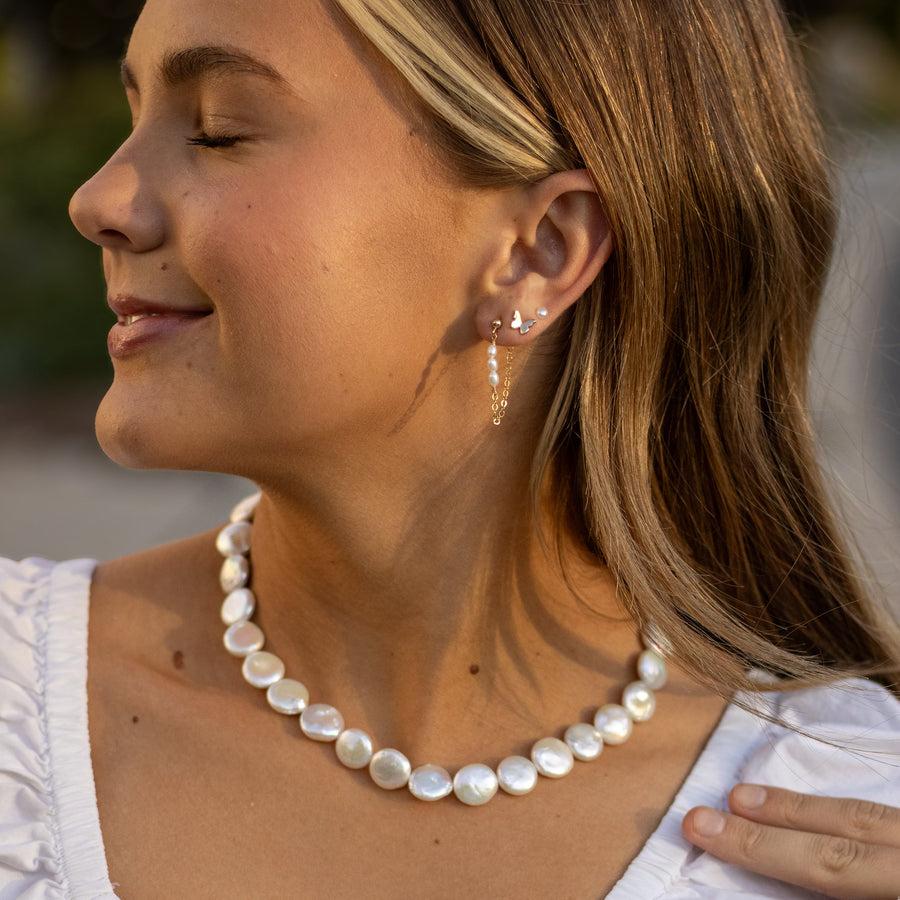 Maris Pearl Chain Loop Earrings