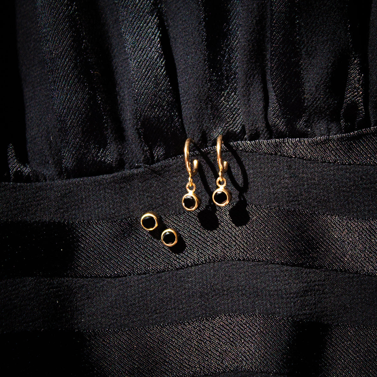 Black Onyx Hoop Earrings