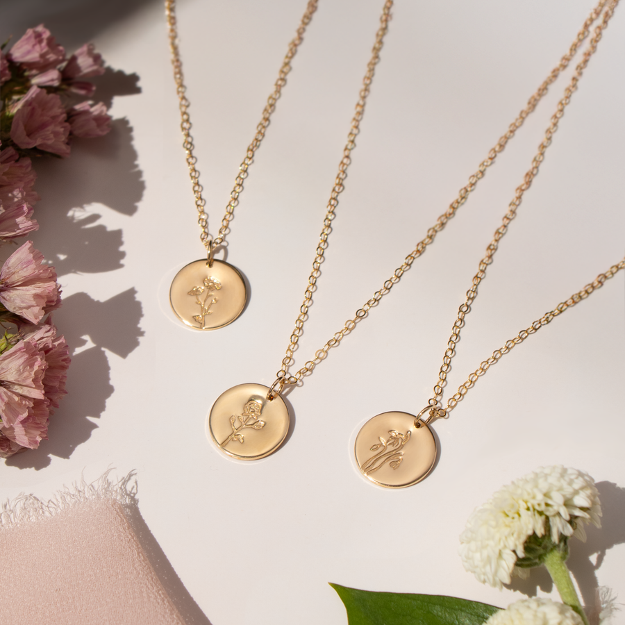 January Birth Flower Necklace • Snowdrop