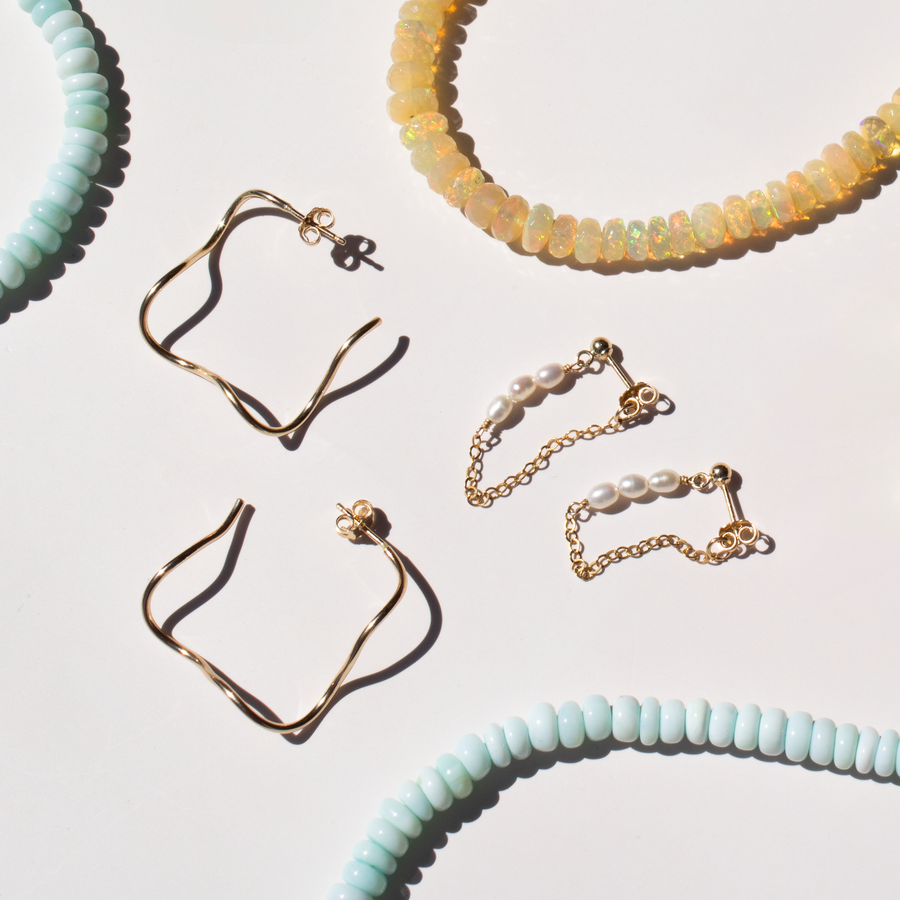 Maris Pearl Chain Loop Earrings