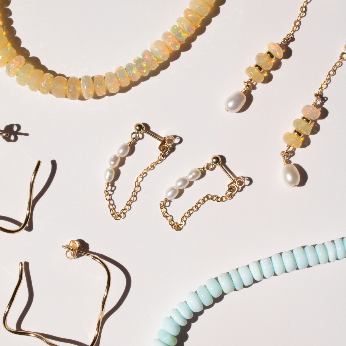 Maris Pearl Chain Loop Earrings