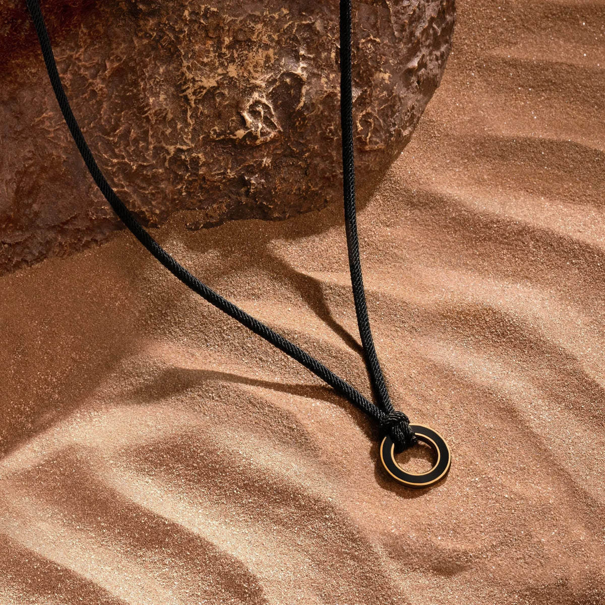 Soulful Exploration Onyx Karma Circle Black String Necklace
