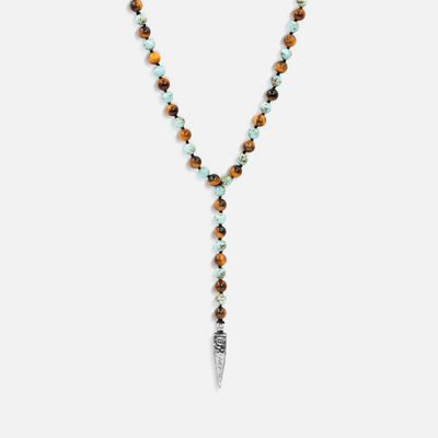Sublime Tranquility 4 Symbol Tiger's Eye Turquoise Necklace