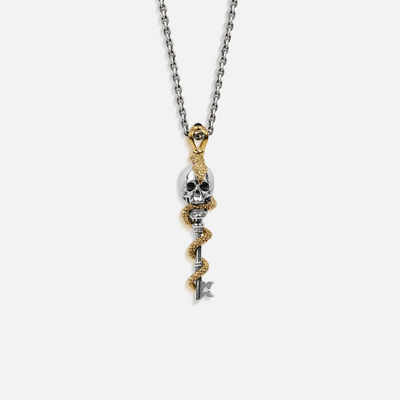 Powerful Guidance Snake Skull Onyx Necklace, by Karma and Luck