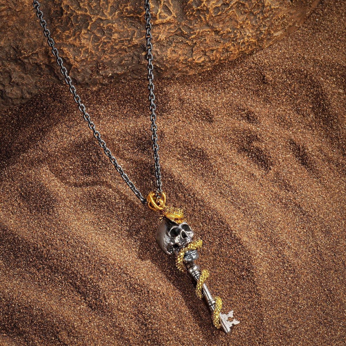 Powerful Guidance Snake Skull Onyx Necklace