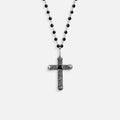 Profound Belief Silver Matte Onyx Cross Charm Necklace 1