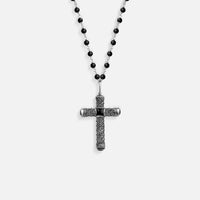 Profound Belief Silver Matte Onyx Cross Charm Necklace