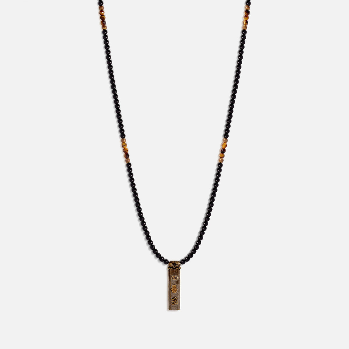 Divine Energy Onyx Tiger's Eye Triple Protection Necklace