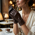 Marcella (brown) - Unlined women’s lambskin leather gloves 5