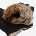 Marco (black) - Italian lambskin leather gloves with brown rabbit fur lining 4