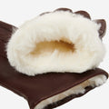Marco (brown) - Italian lambskin leather gloves with white rabbit fur lining 4