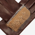 Marco (brown) - Italian lambskin leather gloves with brown rabbit fur lining 5