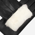Marco (black) - Italian lambskin leather gloves with white rabbit fur lining 5