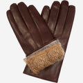 Marco (brown) - Italian lambskin leather gloves with brown rabbit fur lining 1