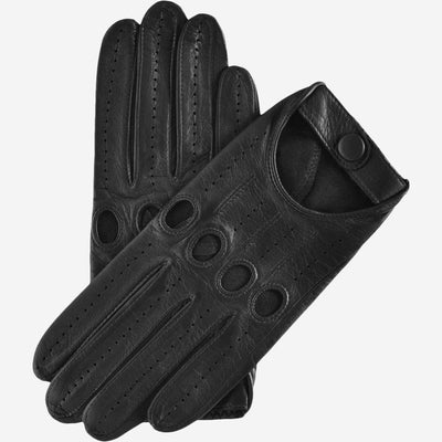 Mario (black) - Italian lambskin leather driving gloves, by Leather Gloves Online