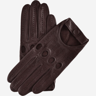 Mario (dark brown) - Italian lambskin leather driving gloves, by Leather Gloves Online