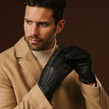 Matteo (black) - Italian gloves made of American deerskin leather with cashmere lining 9