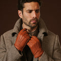 Matteo (brown) - Italian gloves made of American deerskin leather with cashmere lining 10